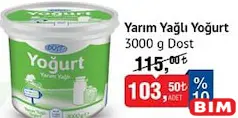 DOST YARIM YAĞLI YOĞURT 3000 G
